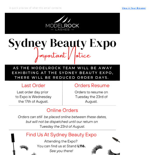 🚨FINAL REMINDER - LAST CHANCE TO PLACE ORDERS BEFORE SYDNEY BEAUTY EXPO🚨