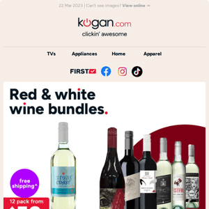🍷 Red & white wine bundles from only $59 plus free shipping!^