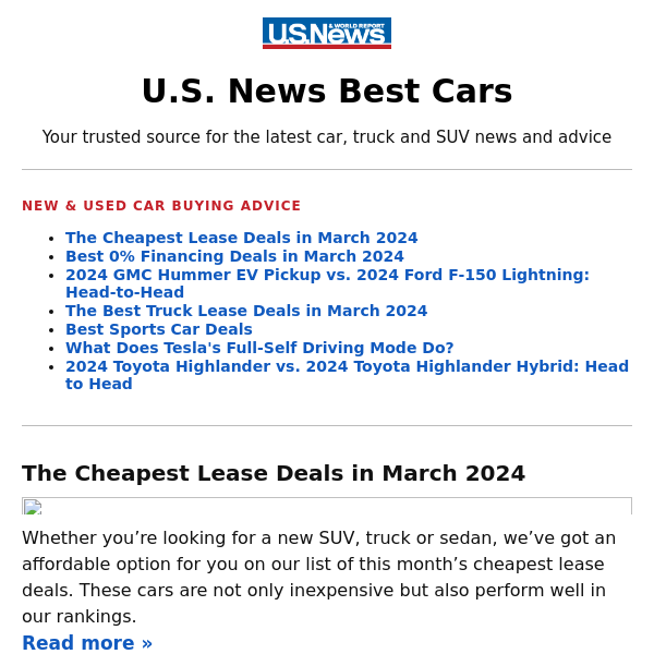 The Cheapest Lease Deals in March 2024