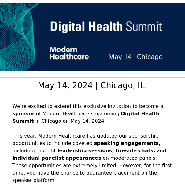 Elevate Your Brand at the Digital Health Summit – Sponsorship Opportunities Available!