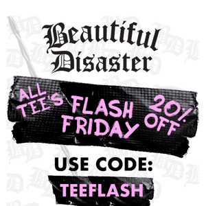 ⚡ It's Flash Sale Friday! Take 20% Off ALL Tees! ⚡