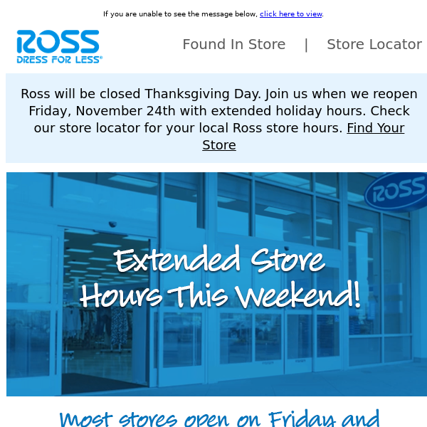 🎉 Great Deals & Extended Store Hours at Your Local Ross, YES!