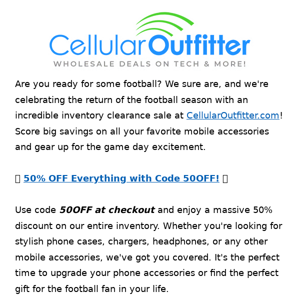 🏈 Football is Back Inventory Clearance