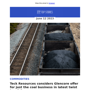 Teck Resources considers Glencore offer for just the coal business in latest twist to mining saga