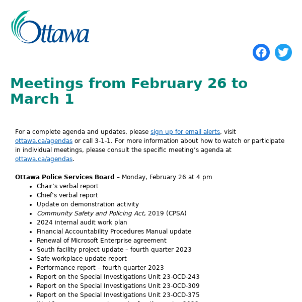 Meetings from February 26 to March 1