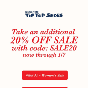 Take an extra 20% off all sale shoes