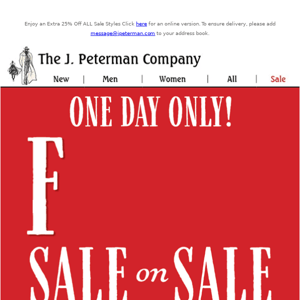 One Day Only! Sale on Sale