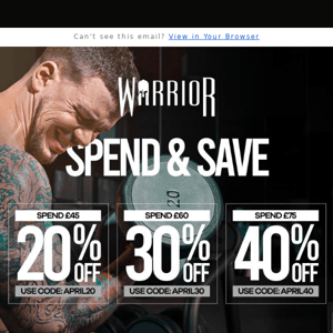 Spend more, save more! Up to 40% off 💪