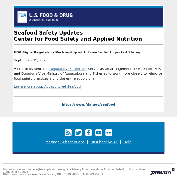 FDA Signs Regulatory Partnership with Ecuador for Imported Shrimp