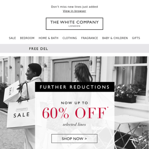 Further reductions | Now up to 60% off