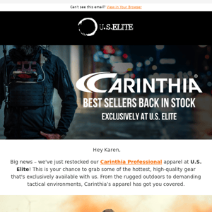 Back in Stock: Exclusive Carinthia Professional Gear at U.S. Elite!