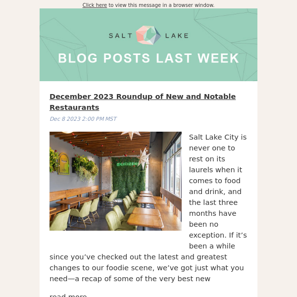 Check out the latest updates to the Salt Lake Scene