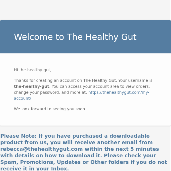 Your The Healthy Gut account has been created!
