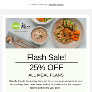 FLASH SALE: 25% of all meal plans!