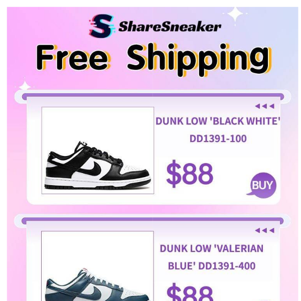 Free shipping Dunk sneakers！！