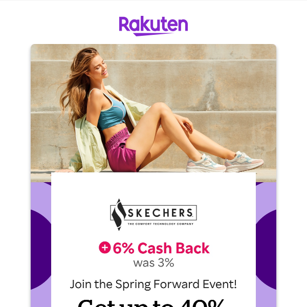 Skechers: Up to 40% off + 6% Cash Back