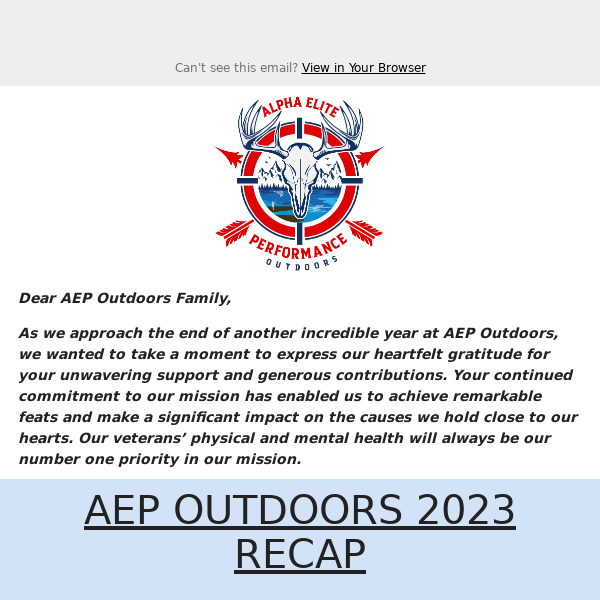 AEP Outdoors End of Year Update