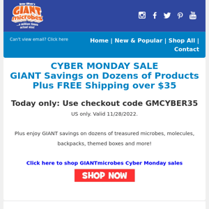 Cyber Monday Sale - GIANT Savings Plus FREE Shipping