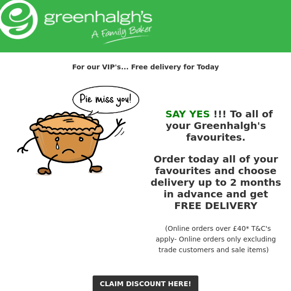 Bring home the bakery: FREE delivery straight to your door