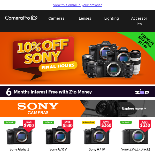 Last Call: 10% Off Sony Cameras & Lenses Ends Soon!
