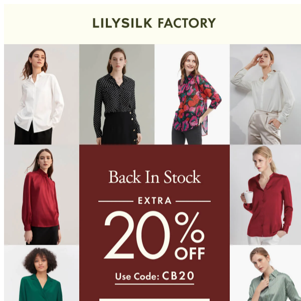 LILYSILK Factory: Basic blouses are back in stock