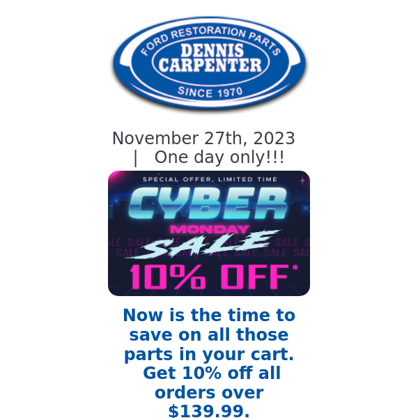 Cyber Monday - Save 10% Sitewide
