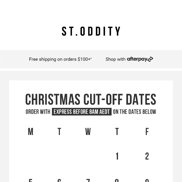 Christmas cut-off dates 🎄