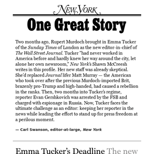 ‘The New WSJ Editor Emma Tucker Has to Save Evan Gershkovich,’ by Shawn McCreesh
