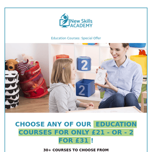 Education Courses - One for £21 or Three for £41