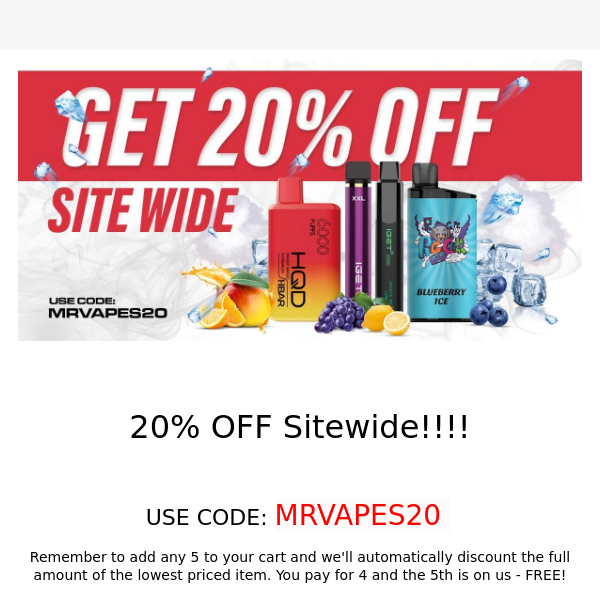 20% off site wide starts now