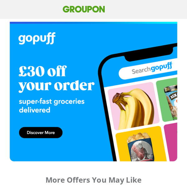 £30 off your Gopuff super-fast groceries delivered