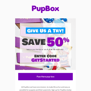 50% Off - Pup Box asked us to reach out...