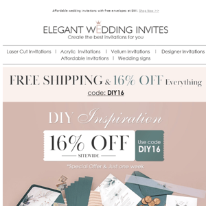 Unique DIY Invitations Ideas with 16% Off