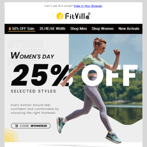 Women's Day Special: Get 25% Off on Women's Wide Shoes