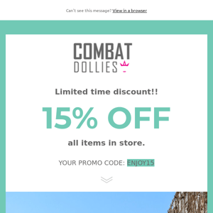 LIMITED TIME ONLY 15% OFF