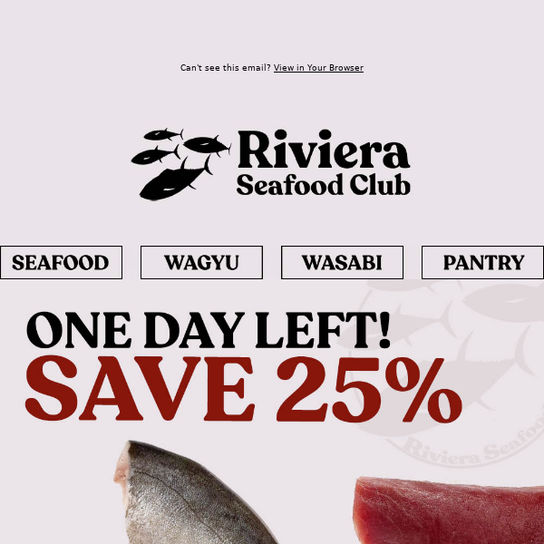 Hi Riviera Seafood Club, 1 Day Left! SAVE 25% & Get Delivery THIS FRIDAY! Save on Bigeye, Salmon, Yellowtail & More! + Japanese Curry Recipe Inside!