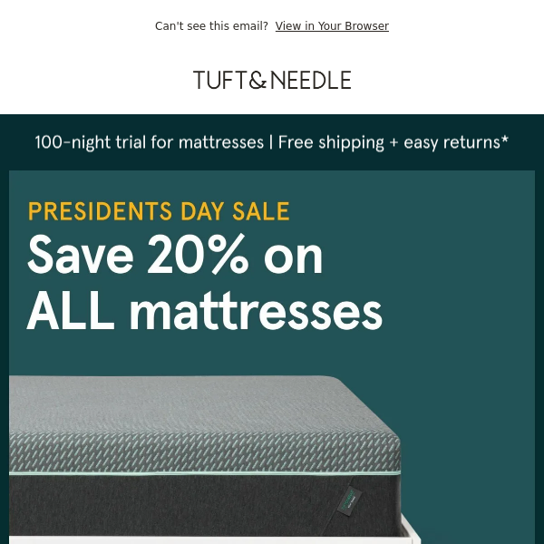 Presidents Day Sale: 20% on all mattresses