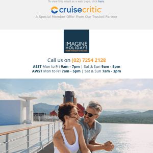 View our specially selected cruise deals for December 2023 and beyond...