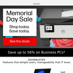Save early, with up to 70% off during our Memorial Day Sale