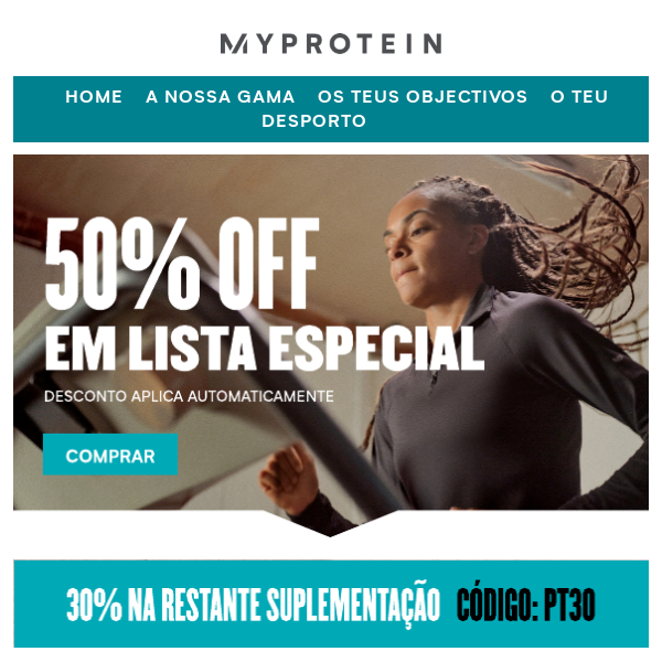 Já reparaste nos 50% de Desconto da Myprotein  👌🕵