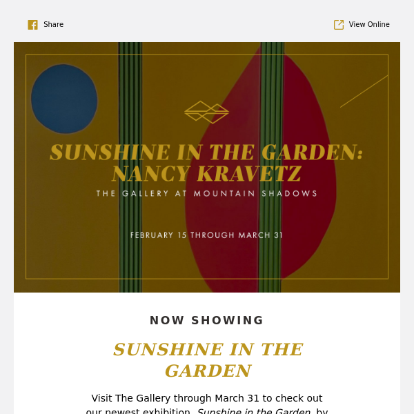 New Exhibition & Opening Reception: Sunshine in the Garden