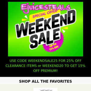 FINAL DAY GET 25% OFF CLEARANCE TODAY ONLY! AND 20%OFF WEEKEND20