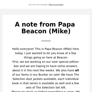 A note from Papa Beacon