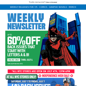 Up to 60% Off Select Back Issues, DC’s Knight Terrors First Issues, New Marvel First Issues: Thor, X-Men, & Captain Marvel, Spider-Man #10, & more!