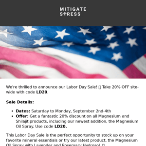 Celebrate Labor Day with Mitigate Stress!