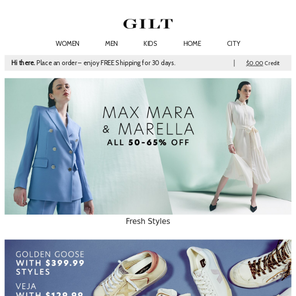 Fresh-In Max Mara & Marella All 50 – 65% Off | New Golden Goose With $399.99 Styles & VEJA With $129.99 Styles
