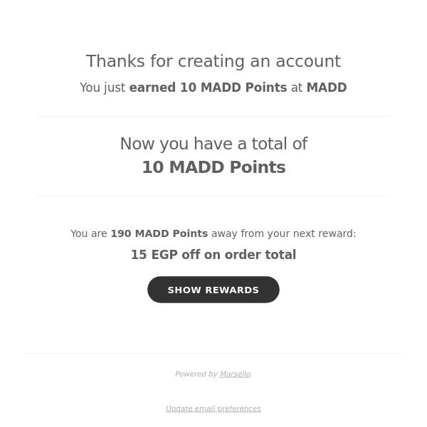 You just earned 10 MADD Points at MADD