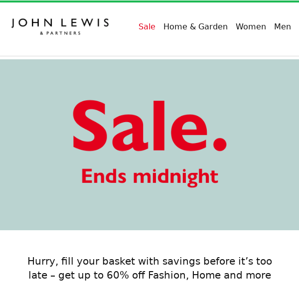 Sale. Ends midnight.