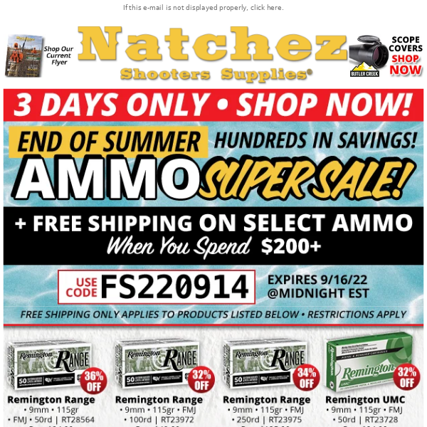 Super Ammo Sale + Free Shipping on Select Ammo Over $200+