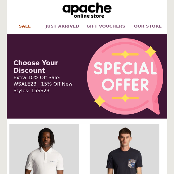 Apache You Have 2 Discount Codes Inside